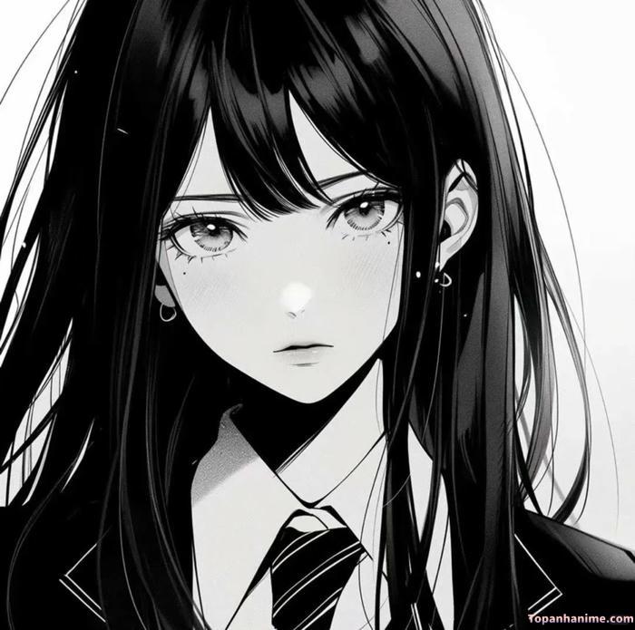 ảnh anime nữ trắng đen nổi bật