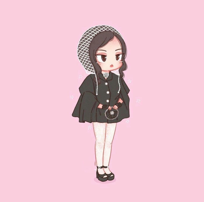 ảnh jennie chibi nền hồng