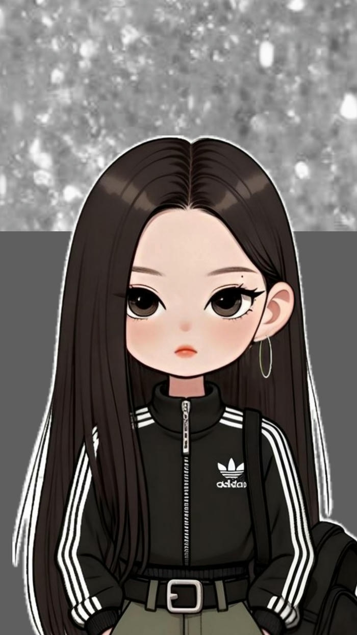 ảnh jennie chibi tóc dài