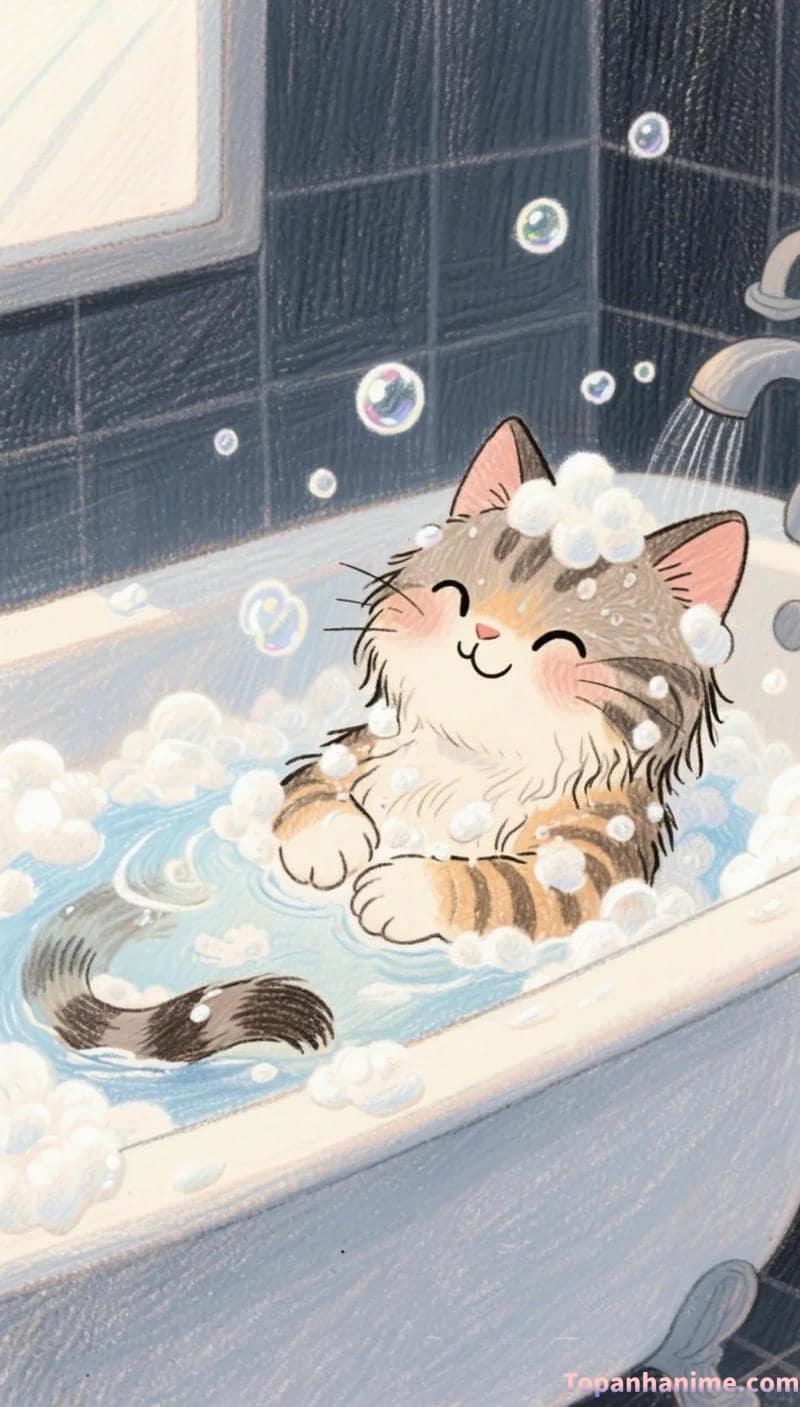 ảnh mèo anime cute ngộ nghĩnh