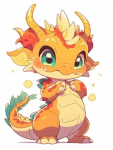 ảnh rồng chibi vàng