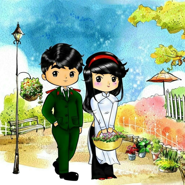 chibi công an dễ thương và bạn gái