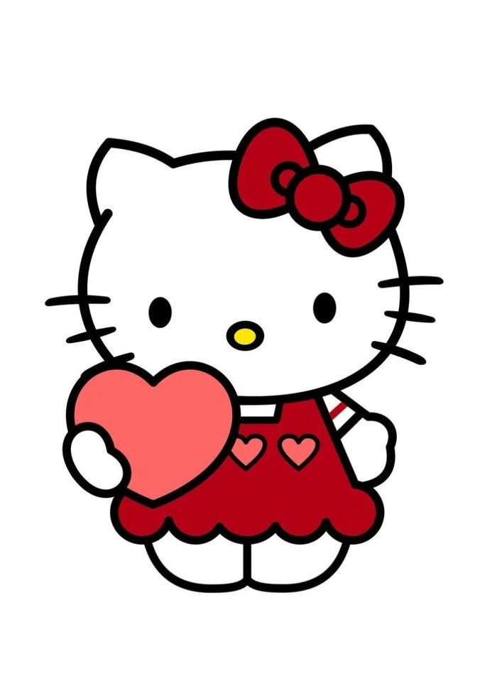 hello kitty chibi cầm tim