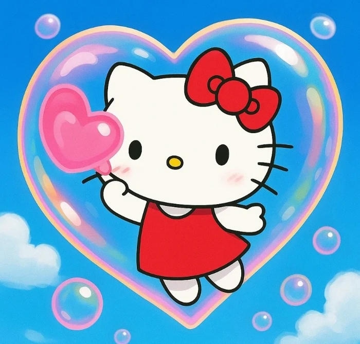 hello kitty chibi nền xanh