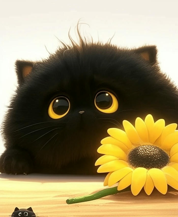 hình con mèo đen cute chibi