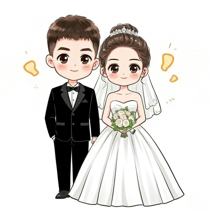 hình đám cưới chibi
