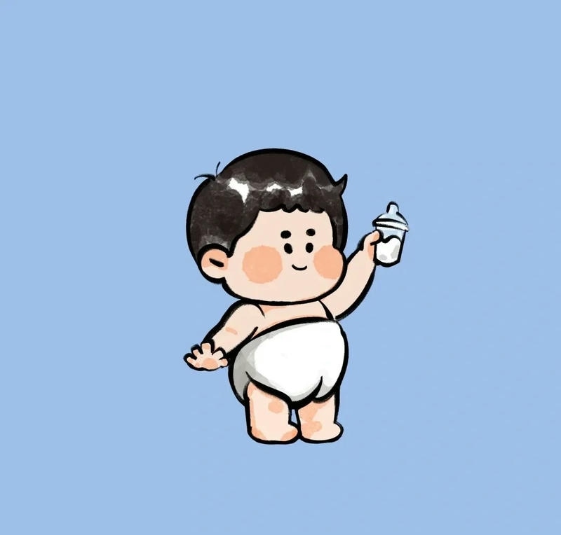 hình em bé chibi còn mặc tã