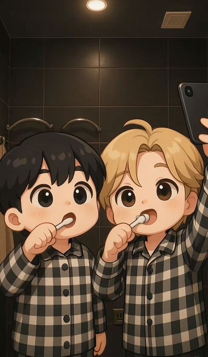 ảnh BTS chibi đứng bên nhau