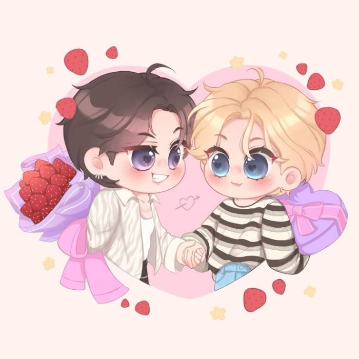 ảnh Vkook chibi anime style