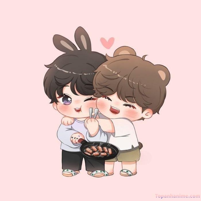 ảnh Vkook chibi couple đáng yêu