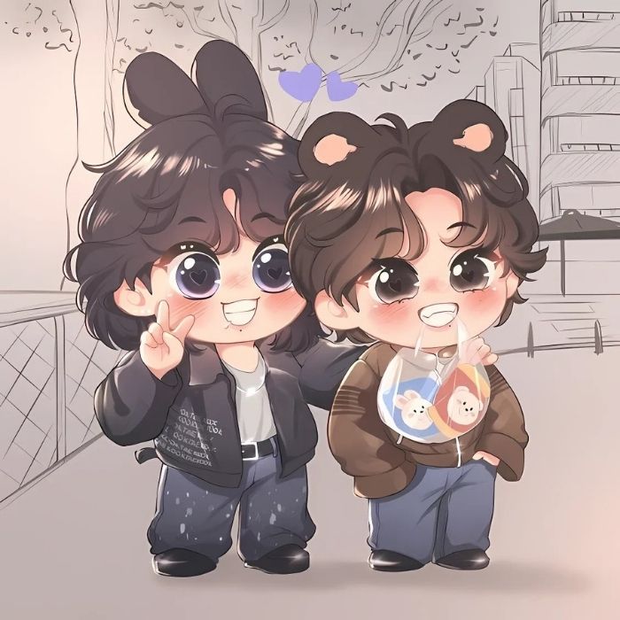 ảnh Vkook chibi cute