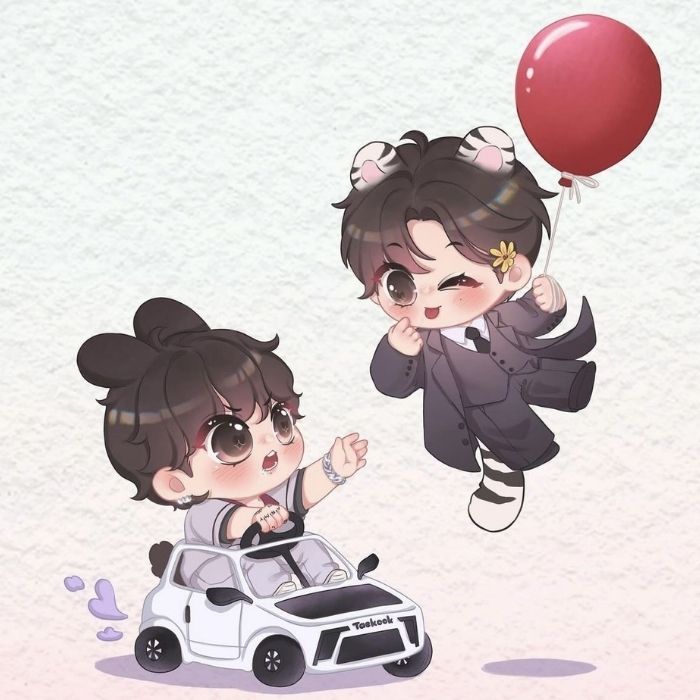 ảnh Vkook chibi fanart dễ thương