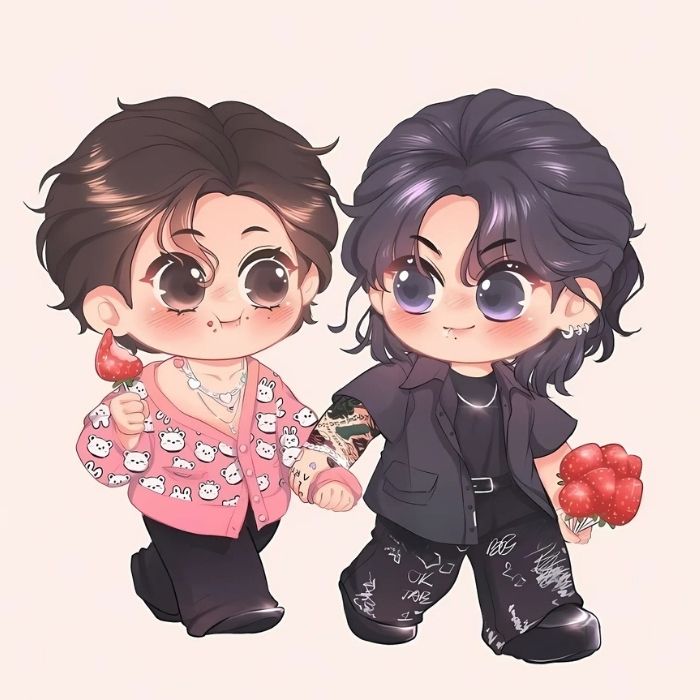 ảnh Vkook chibi hài hước