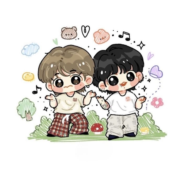 ảnh Vkook chibi hoạt hình