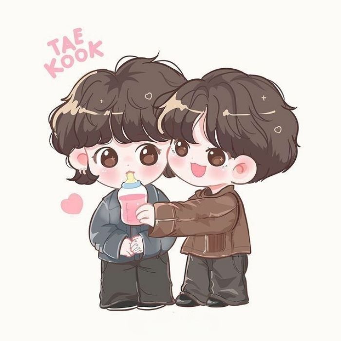 ảnh Vkook chibi ngọt ngào