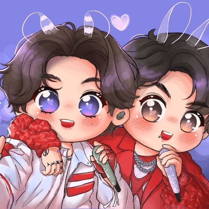 ảnh Vkook chibi tay trong tay