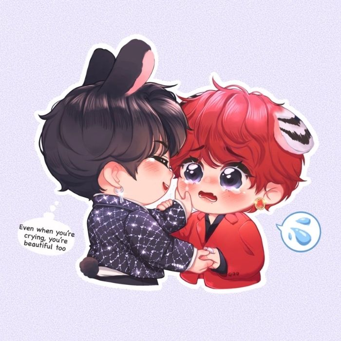 ảnh Vkook chibi tình bạn