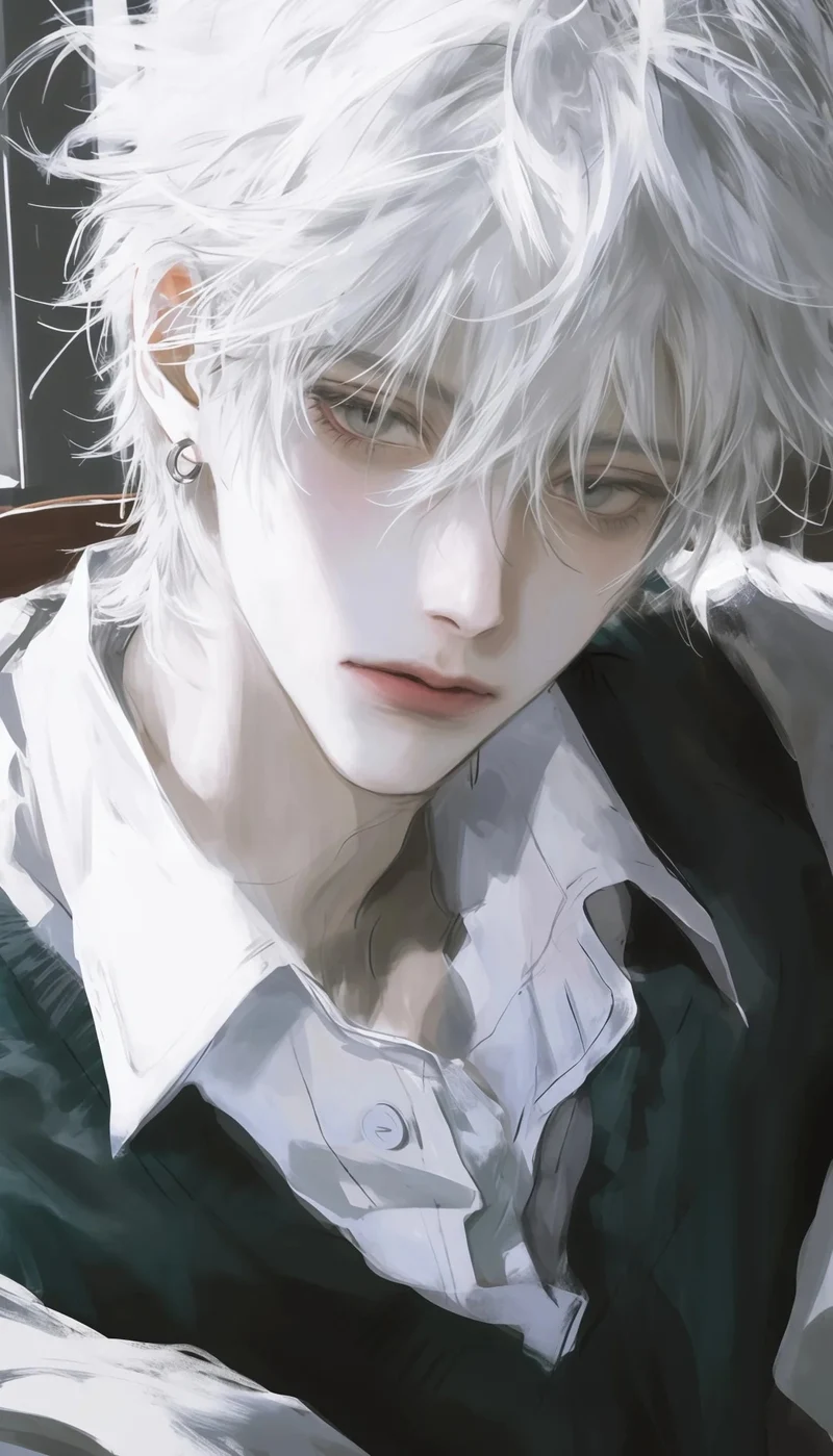 ảnh anime nam tóc trắng 1
