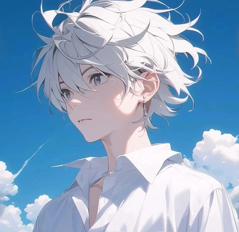 ảnh anime nam tóc trắng 15