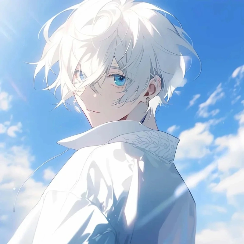 ảnh anime nam tóc trắng 16