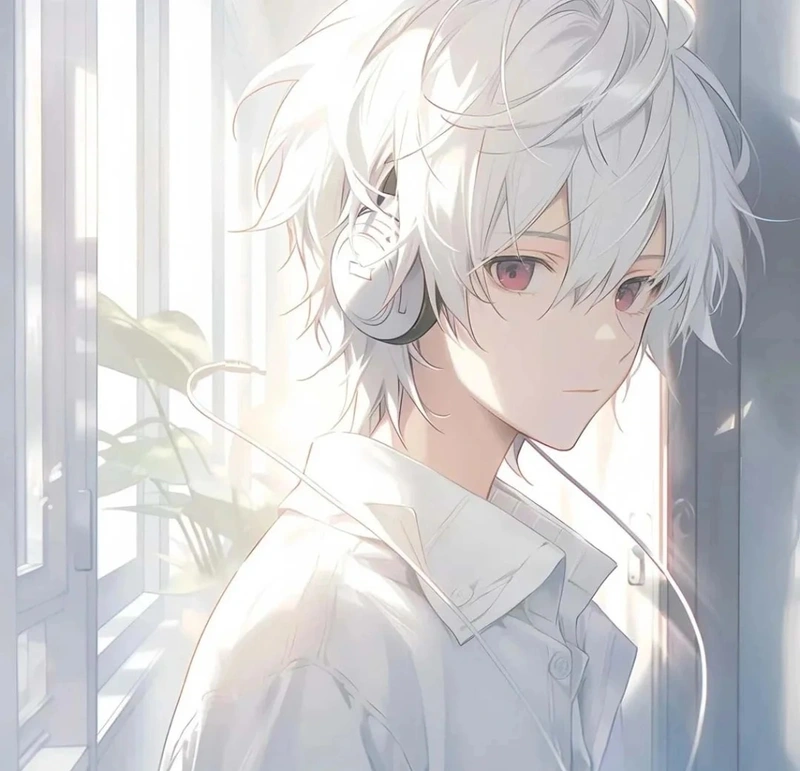 ảnh anime nam tóc trắng 17