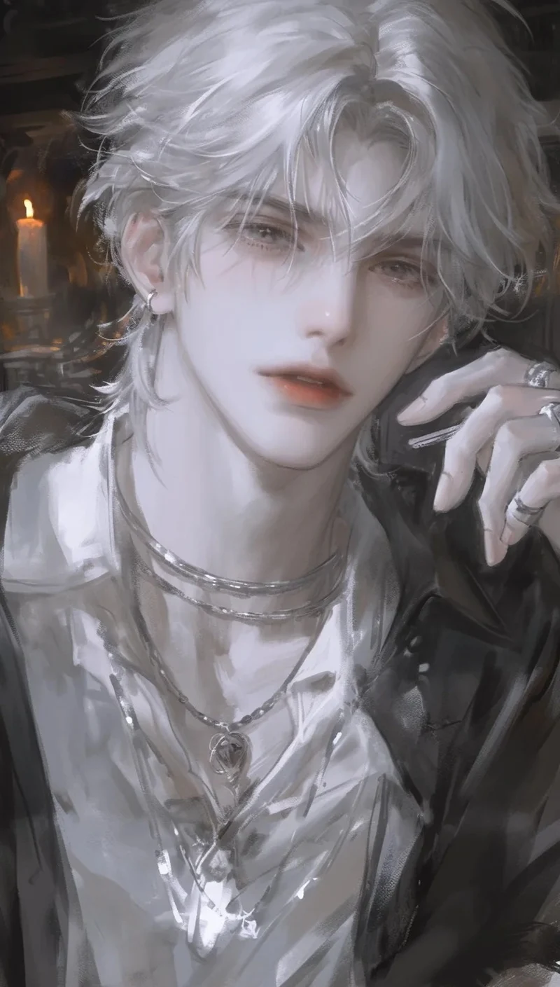 ảnh anime nam tóc trắng 20