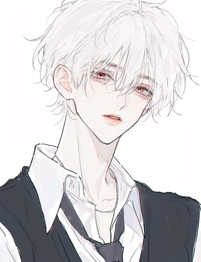 ảnh anime nam tóc trắng 21