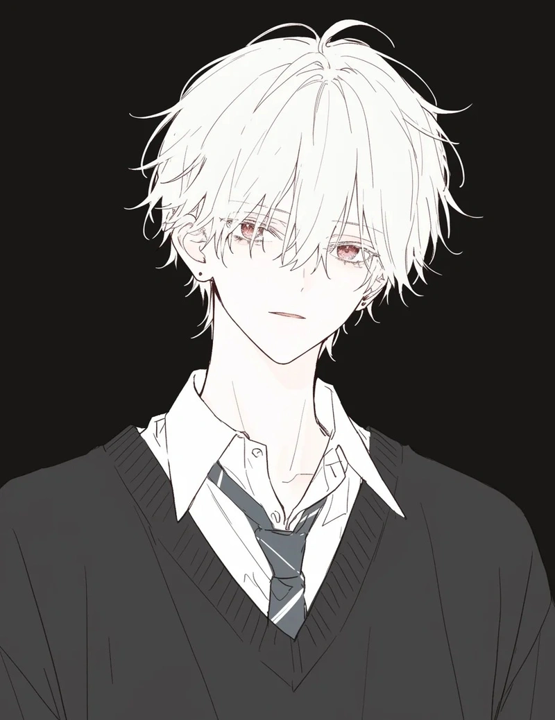 ảnh anime nam tóc trắng 23