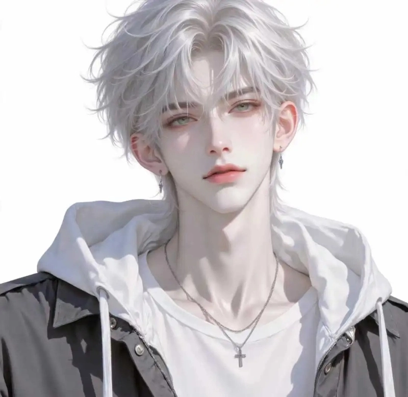 ảnh anime nam tóc trắng 25