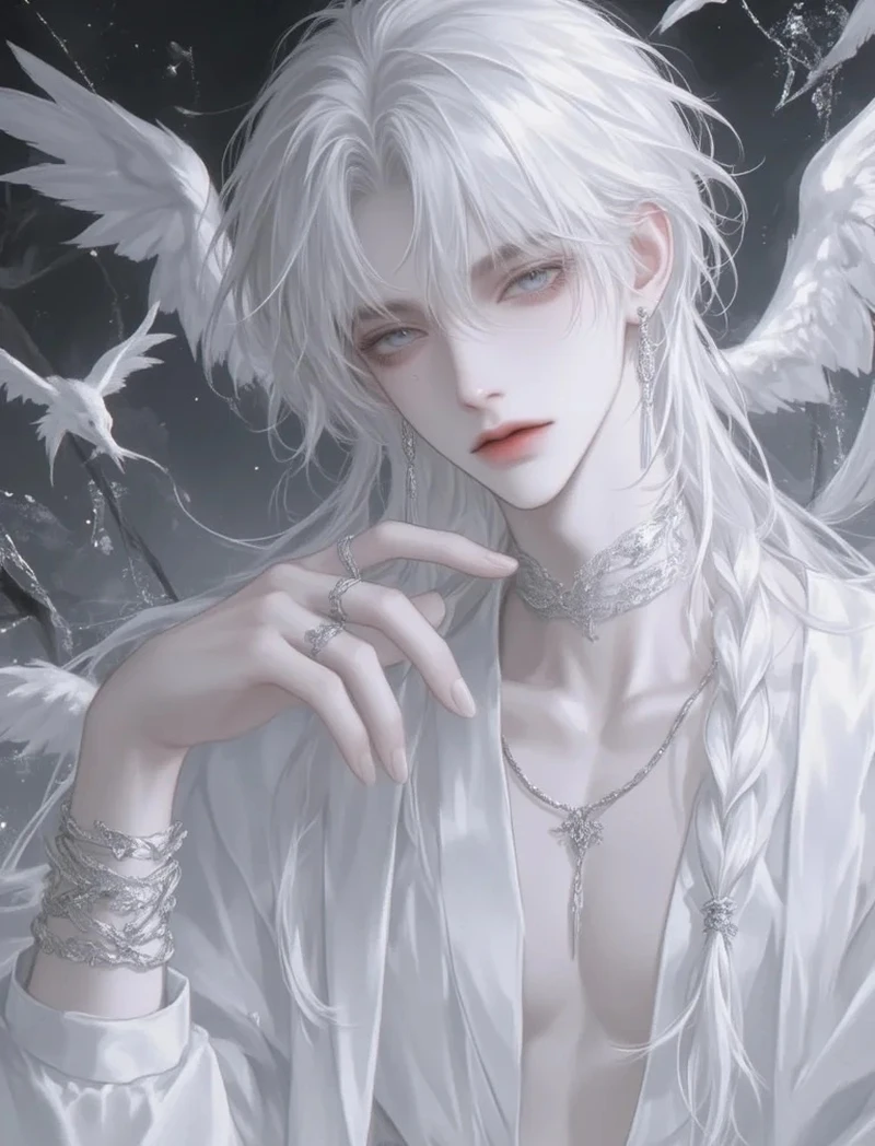 ảnh anime nam tóc trắng 27