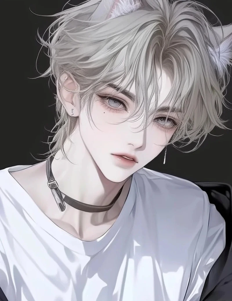 ảnh anime nam tóc trắng 32