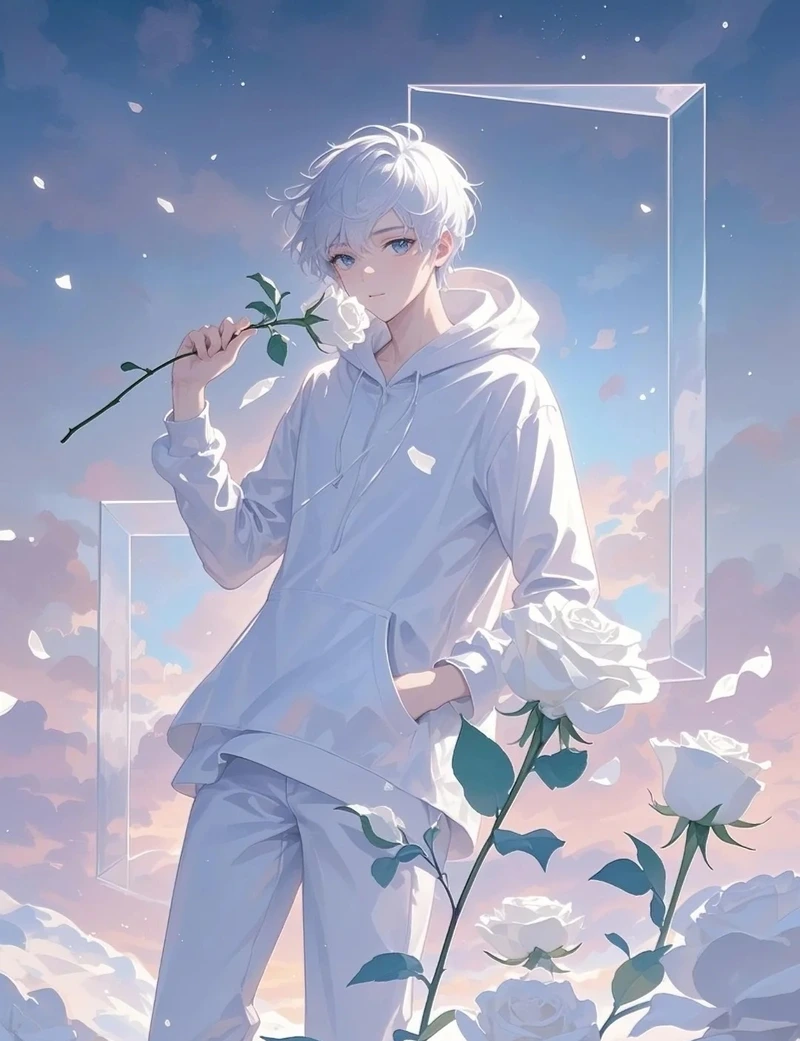 ảnh anime nam tóc trắng 33