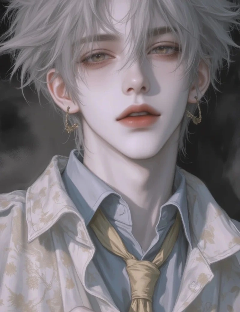 ảnh anime nam tóc trắng 45