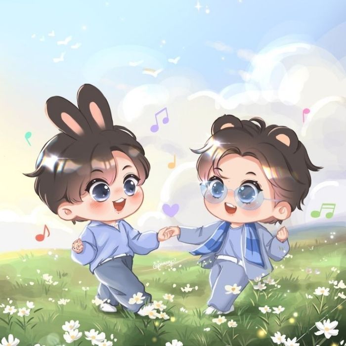 ảnh chibi Vkook ấm áp