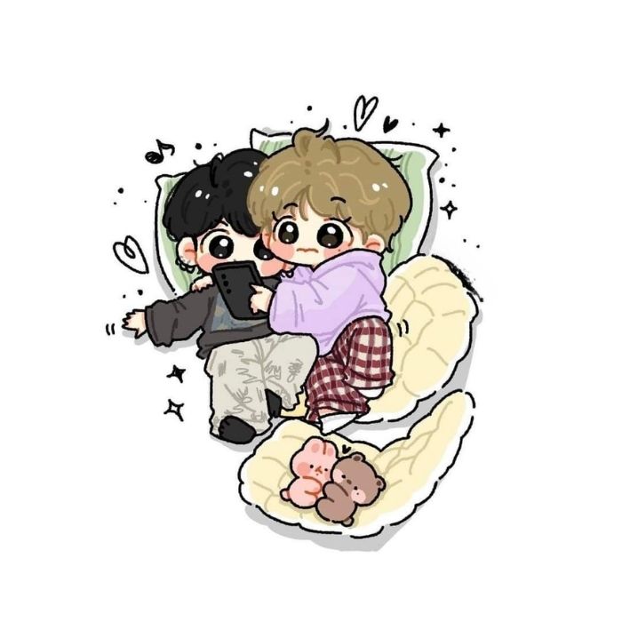 ảnh chibi Vkook tình tứ