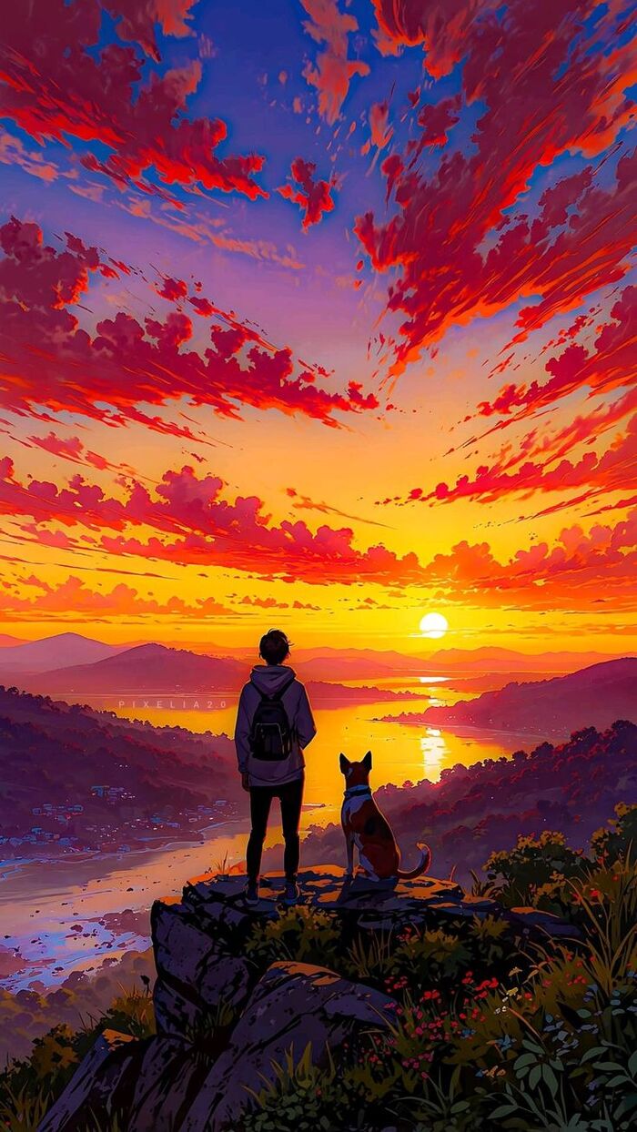 ảnh thiên nhiên anime 4k hồ nước