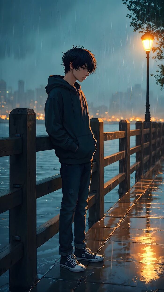 hình ảnh anime buồn giấu nước mắt