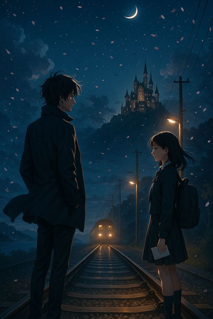 hình ảnh anime buồn nhìn theo người đi