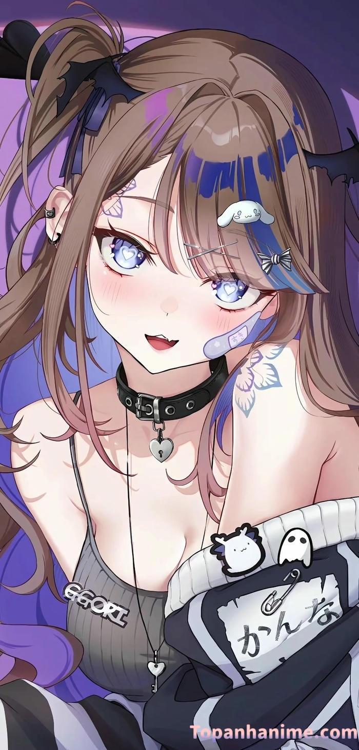 hình ảnh anime nữ quyến rũ màu tím