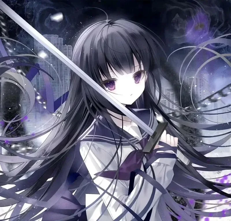 ảnh anime nữ cầm kiếm 16