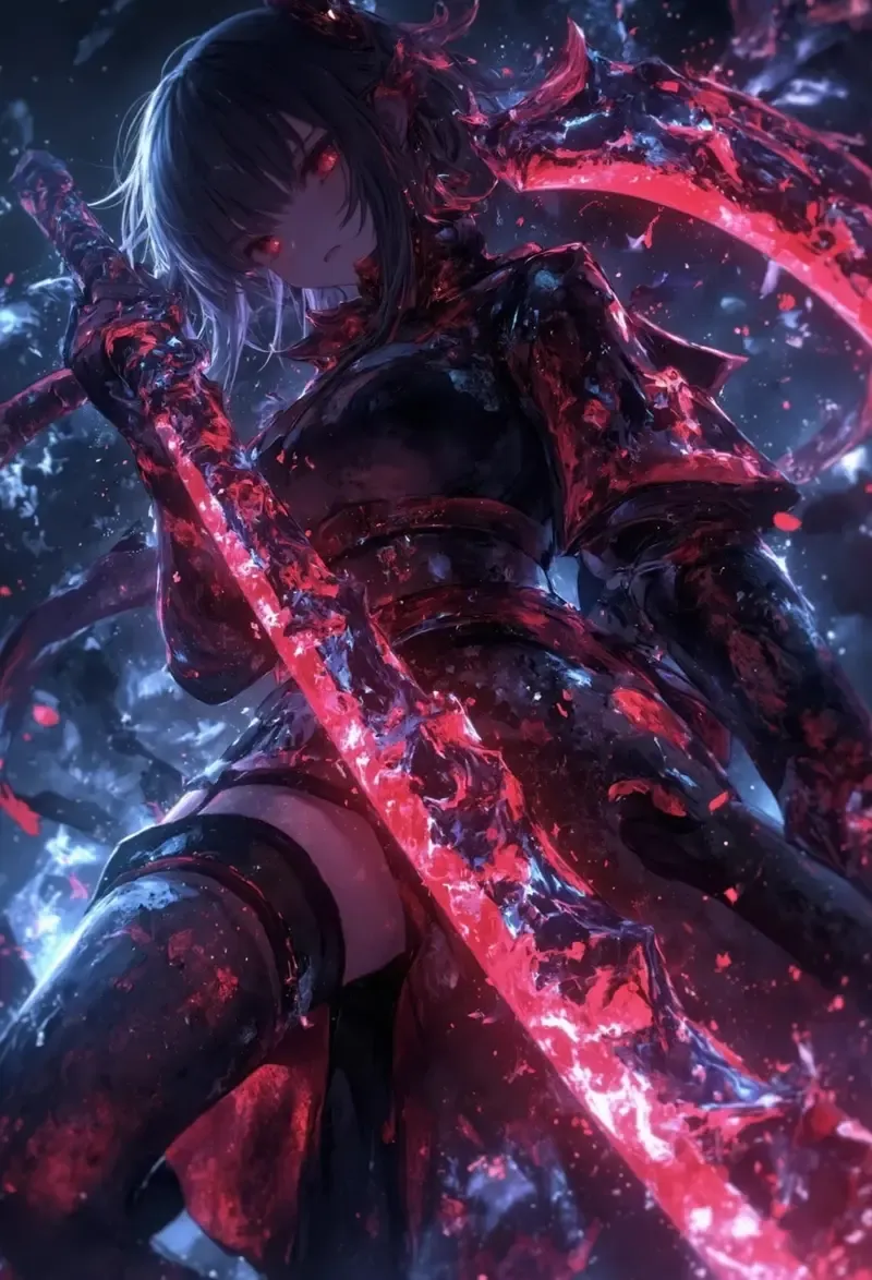 ảnh anime nữ ngầu cầm kiếm