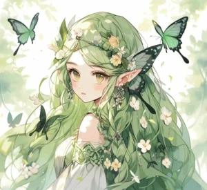 ảnh anime nữ tóc xanh lá cây