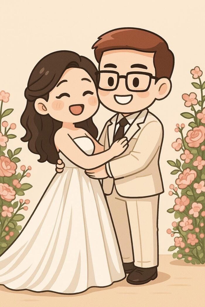 ảnh cô dâu chú rể chibi siêu đẹp