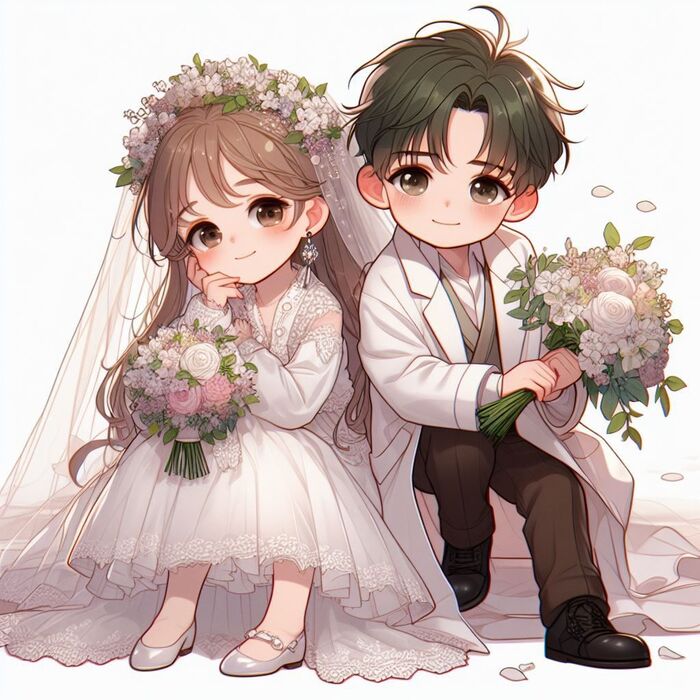 ảnh cô dâu chú rể chibi xinh nhất