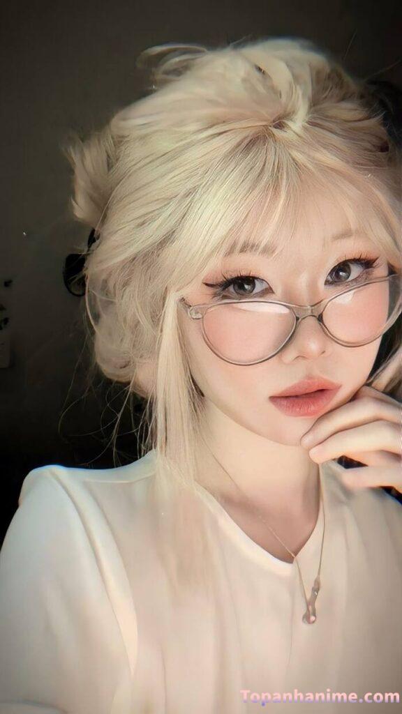 ảnh gái xinh tóc dài đeo kính che mặt 5k