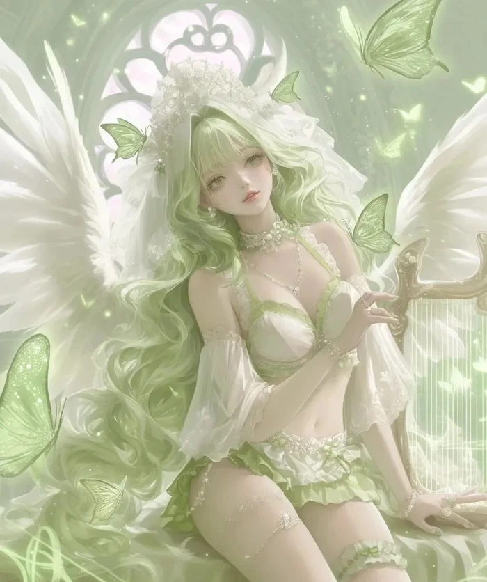 anime xanh la cây cute