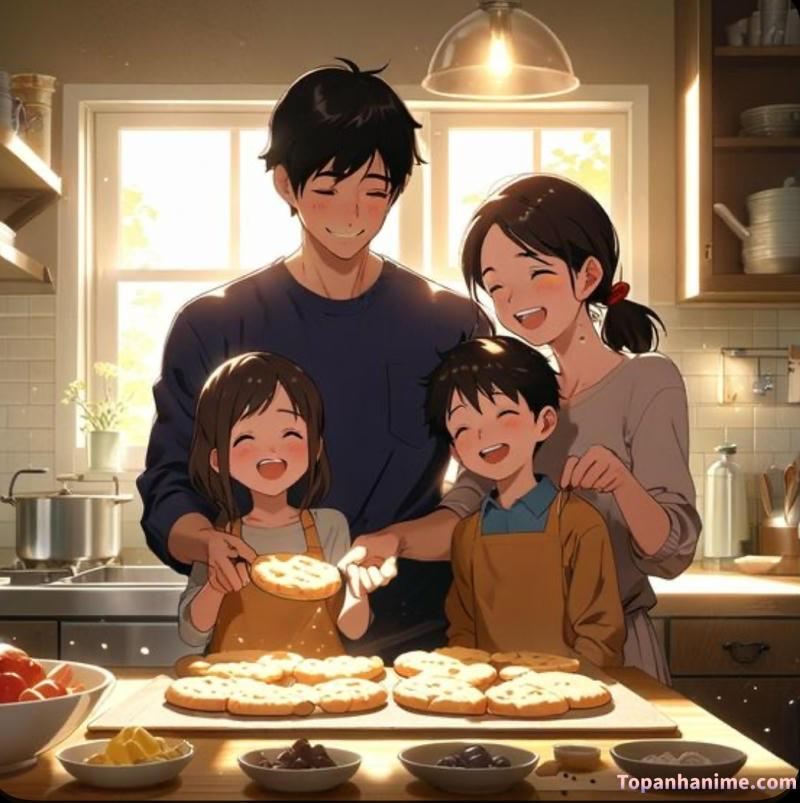 gia đình anime cute