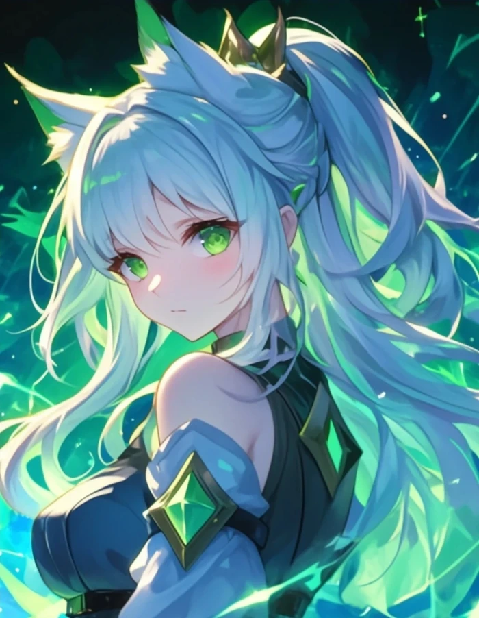 hình ảnh anime màu xanh lá cây