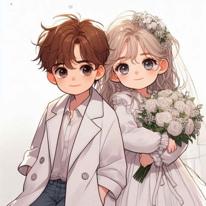 hình ảnh cô dâu chú rể chibi cute nhất