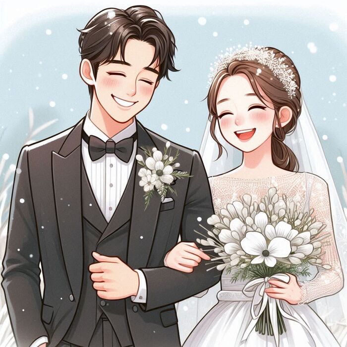 hình ảnh cô dâu chú rể chibi